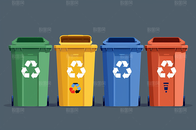 垃圾分类插画清洁素材