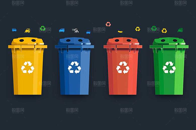 垃圾分类低碳垃圾桶素材