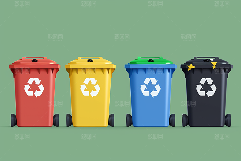 垃圾分类插画垃圾桶素材