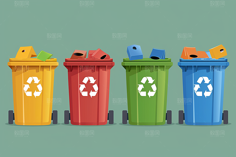 垃圾分类插画低碳素材