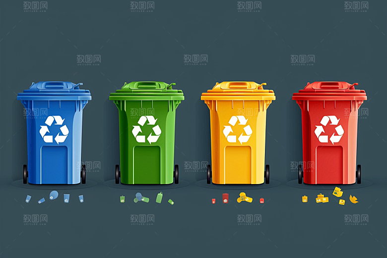 垃圾分类插画环保素材