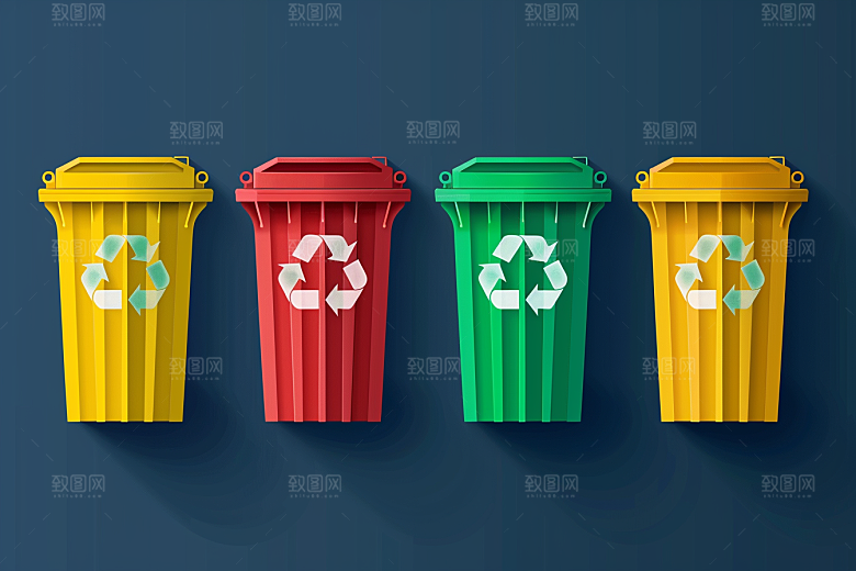 垃圾分类插画彩色素材