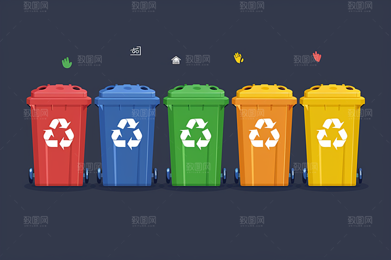 垃圾分类垃圾桶环保素材
