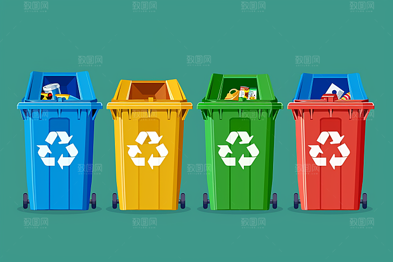 垃圾分类清洁插画素材