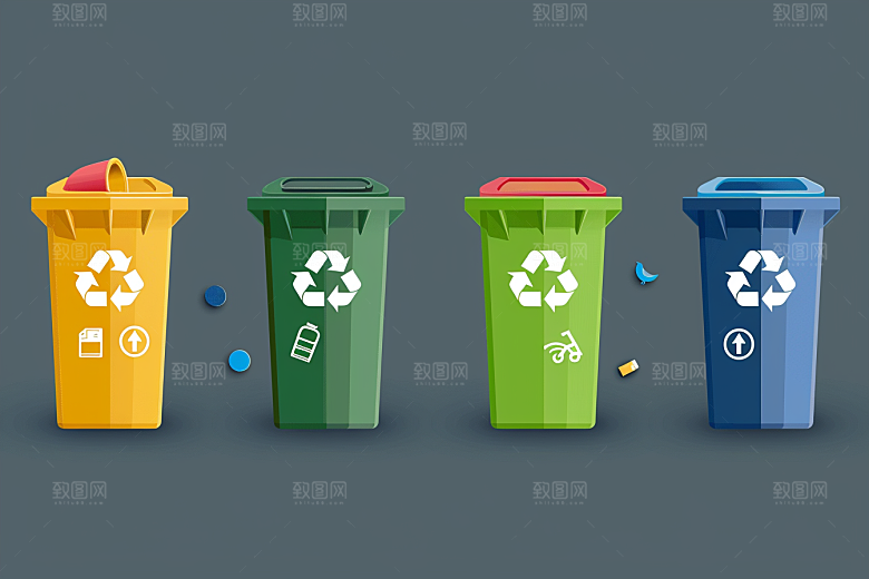 垃圾分类垃圾桶低碳素材