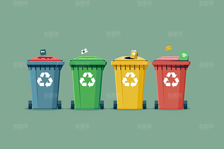 垃圾分类插画清洁素材
