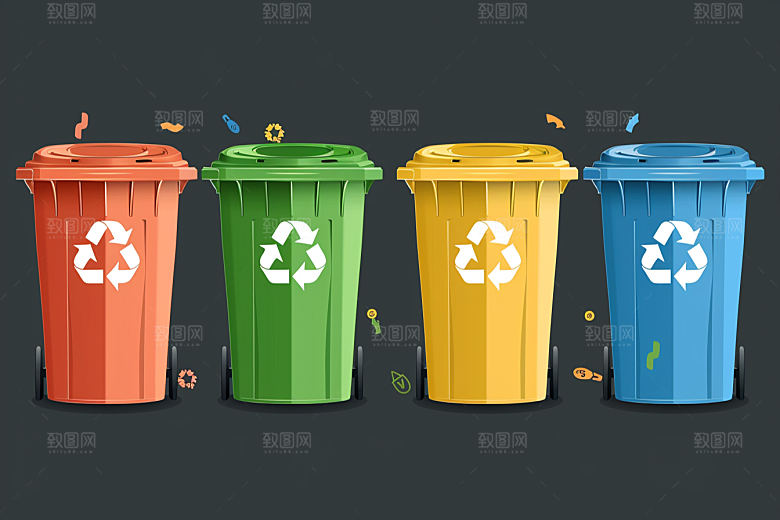 垃圾分类插画绿色素材