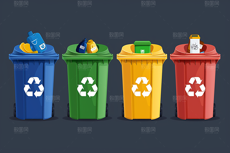 垃圾分类绿色彩色素材