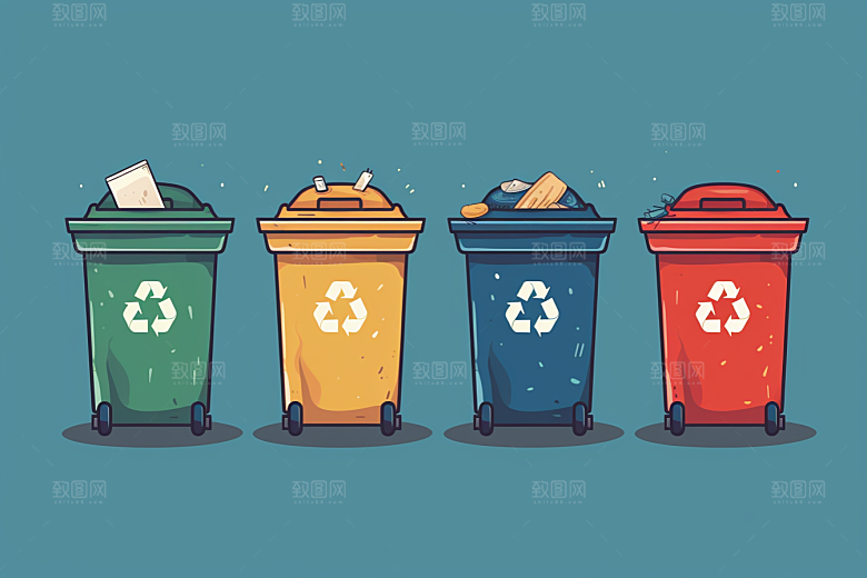垃圾分类插画低碳素材