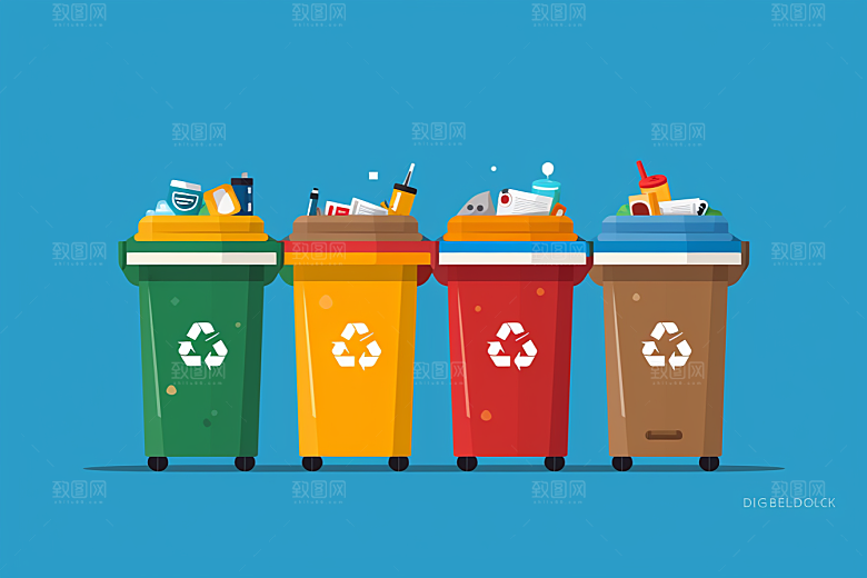 垃圾分类插画清洁素材