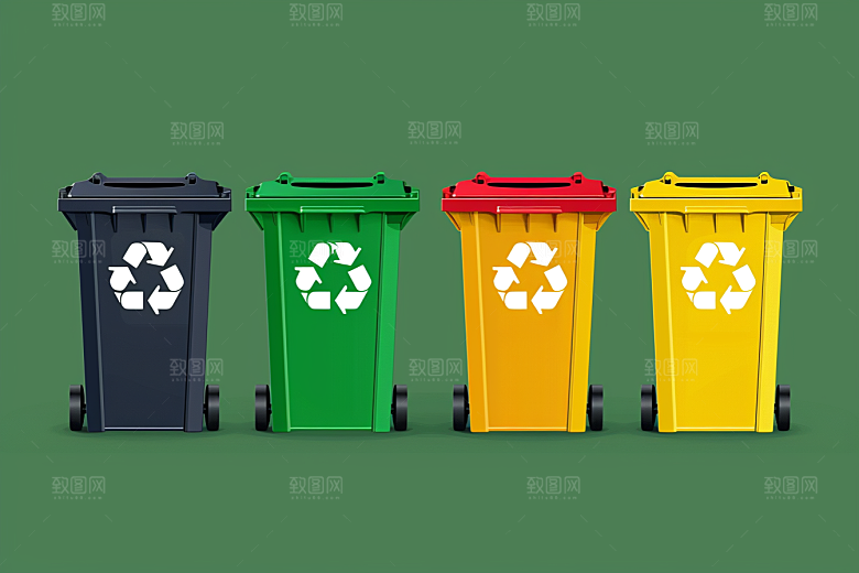 垃圾分类绿色垃圾桶素材