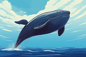 幻想天空鲸鱼美好幻想插画