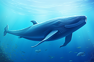 幻想天空鲸鱼美好孤独插画