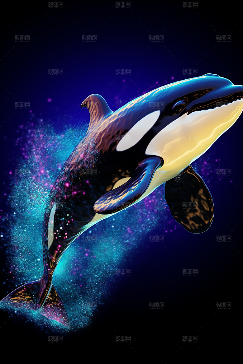 幻想天空鲸鱼鲲鹏梦幻插画