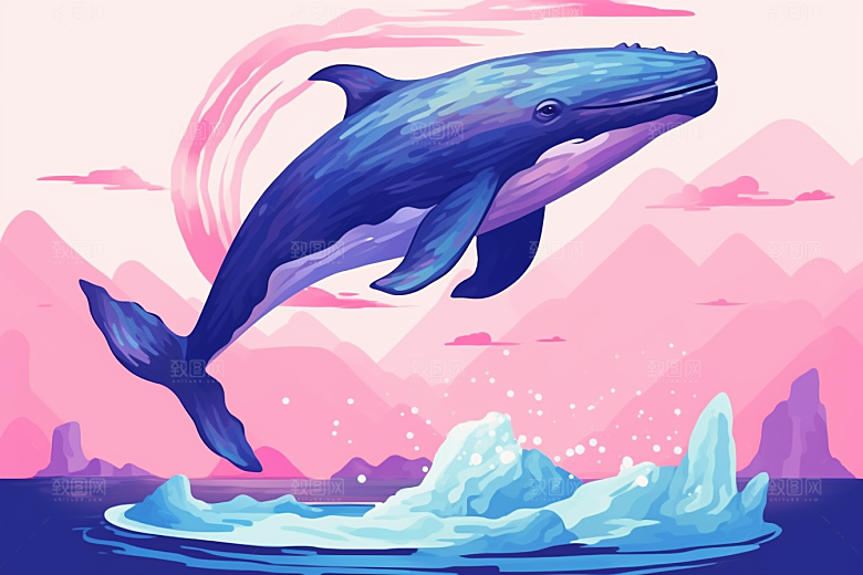 幻想天空鲸鱼鲲鹏幻想插画