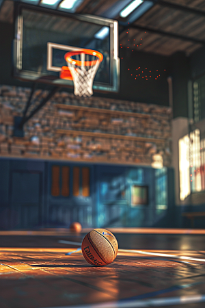 篮球篮球场锻炼素材