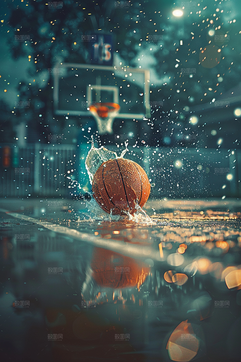 篮球篮球场锻炼素材