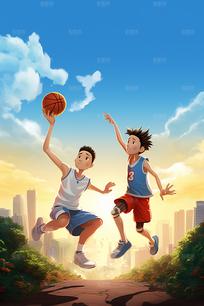 篮球少年运动打篮球模型