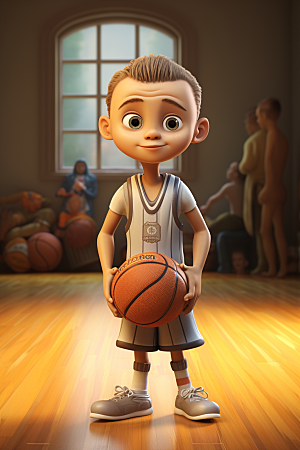 篮球少年高清运动员模型