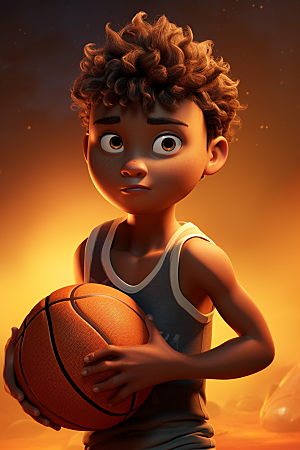 篮球少年3D打篮球模型