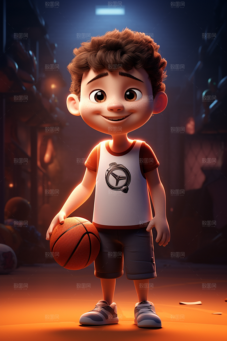 篮球少年3D打篮球模型
