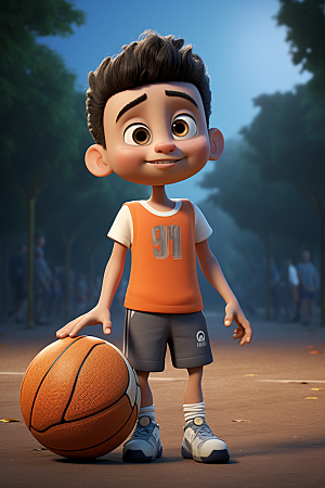 篮球少年高清运动员模型