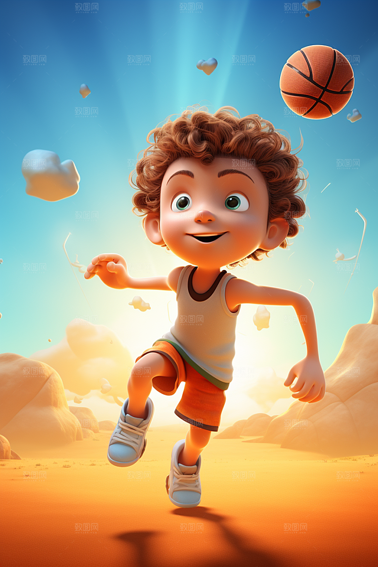 篮球少年运动员3D模型
