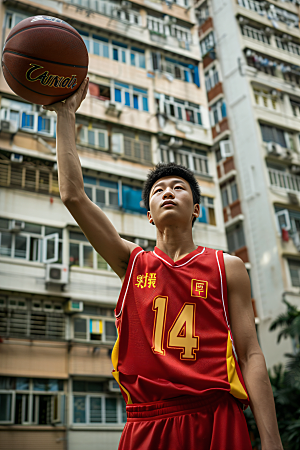 打篮球的人活力肖像摄影图