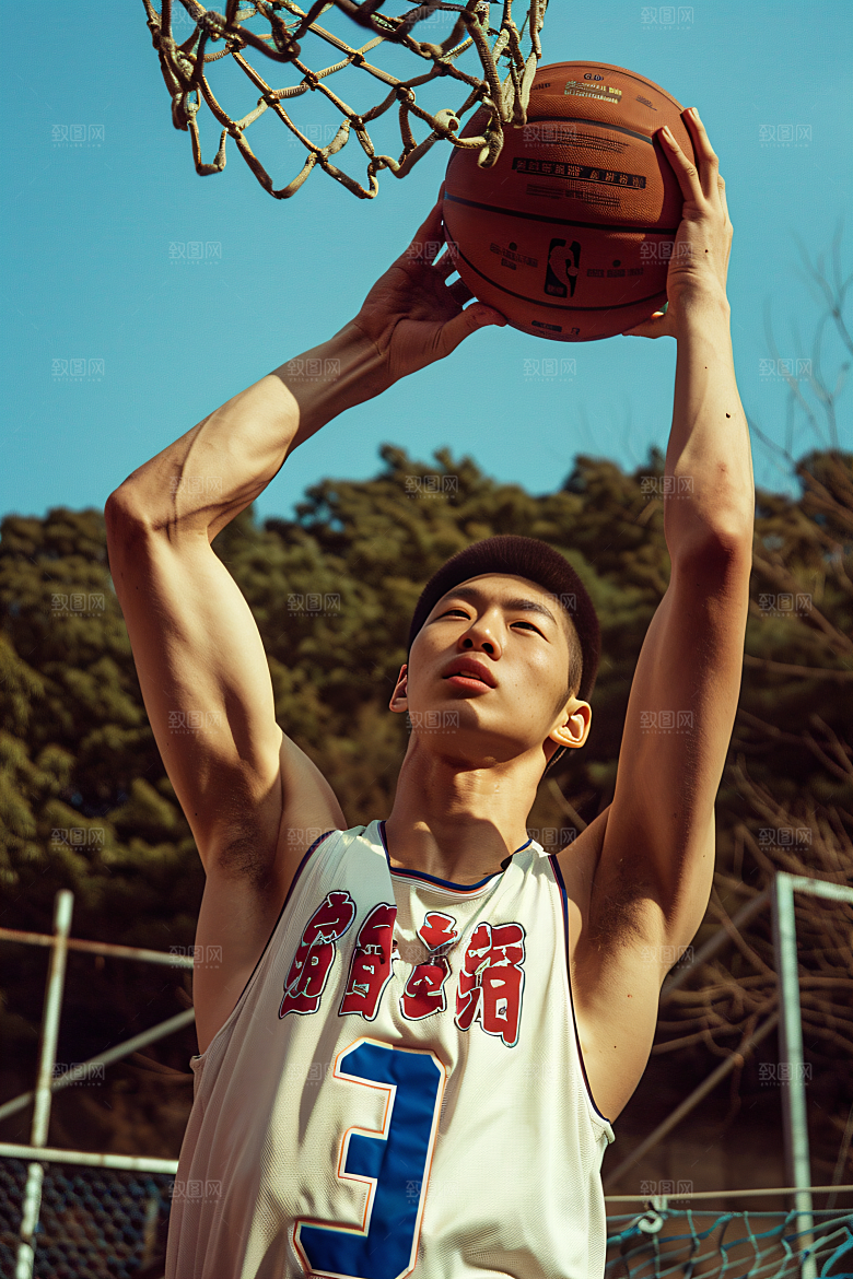 打篮球的人肖像投篮摄影图