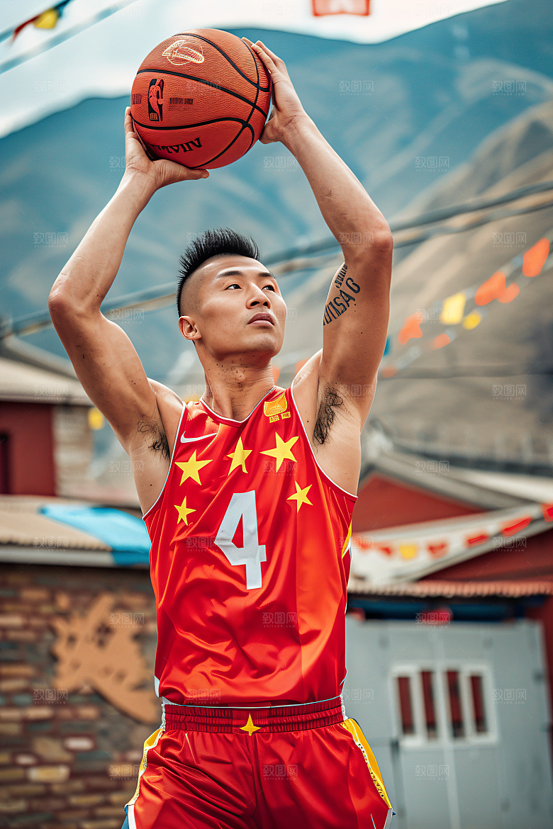 打篮球的人青年扣篮摄影图