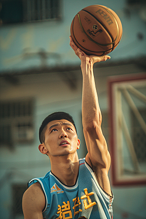 打篮球的人灌篮高清摄影图