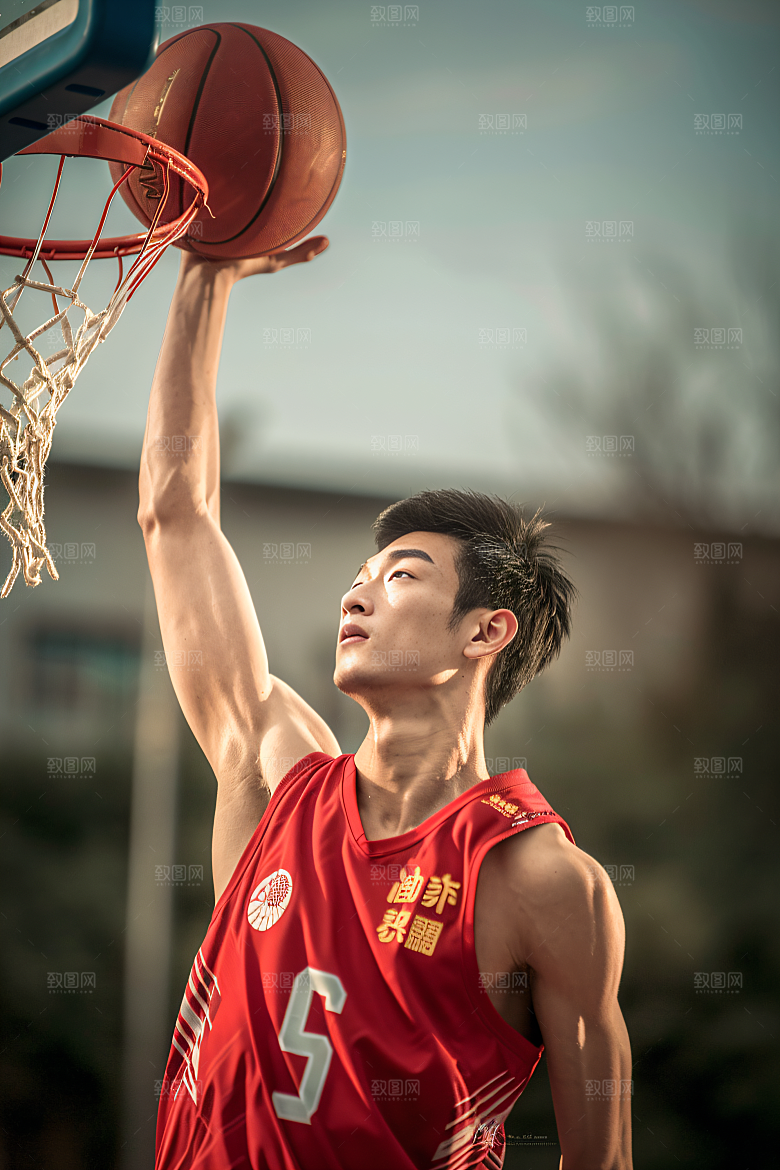 打篮球的人阳光锻炼摄影图