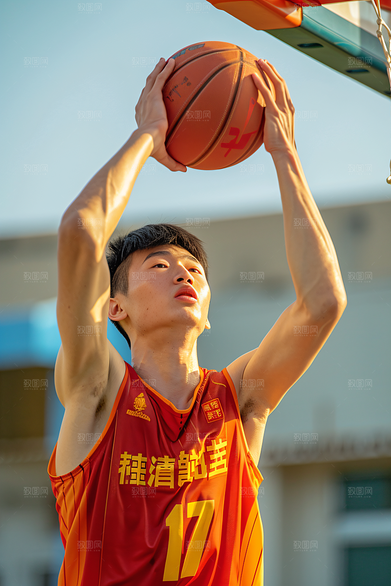 打篮球的人肖像扣篮摄影图