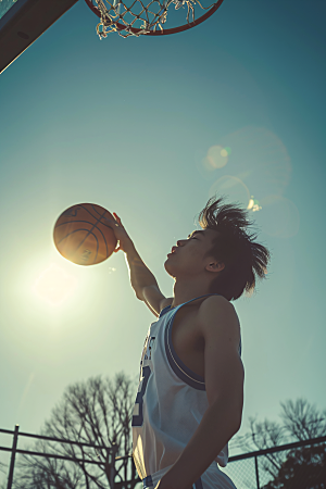 打篮球的人灌篮活力摄影图