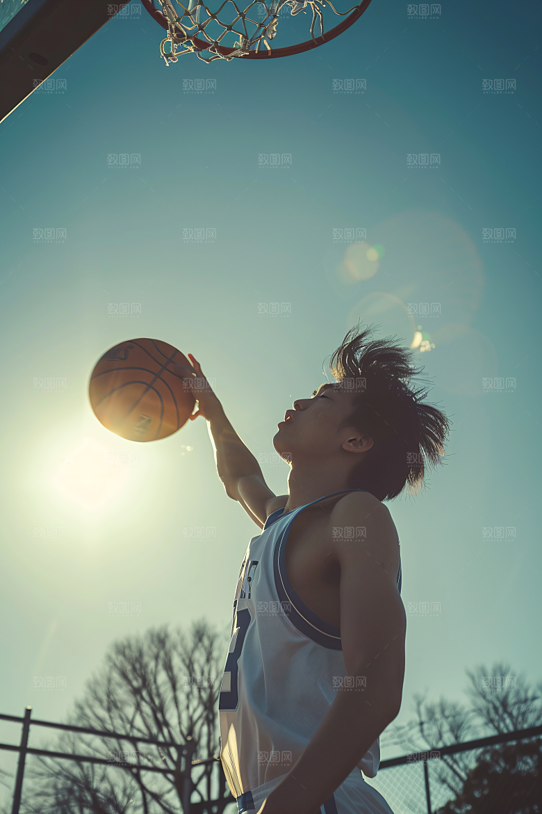 打篮球的人灌篮活力摄影图