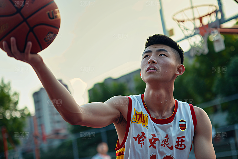 打篮球的人活力扣篮摄影图
