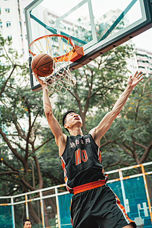 打篮球的人扣篮健康摄影图