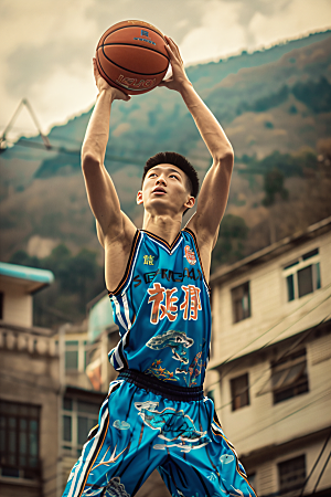 打篮球的人健身灌篮摄影图