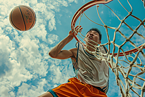 打篮球的人投篮运动摄影图