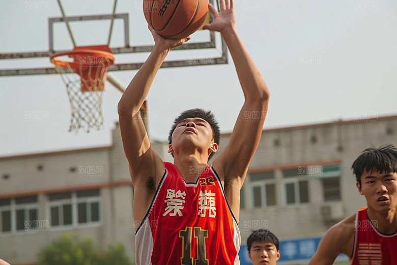打篮球的人青年灌篮摄影图