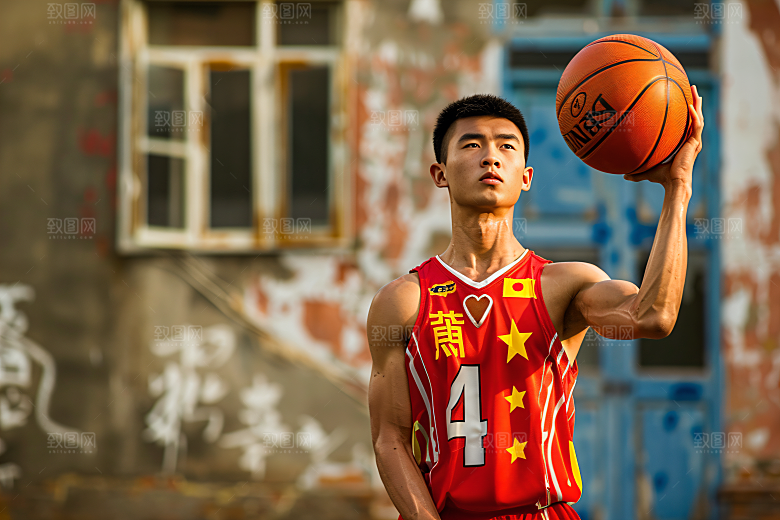打篮球的人活力灌篮摄影图