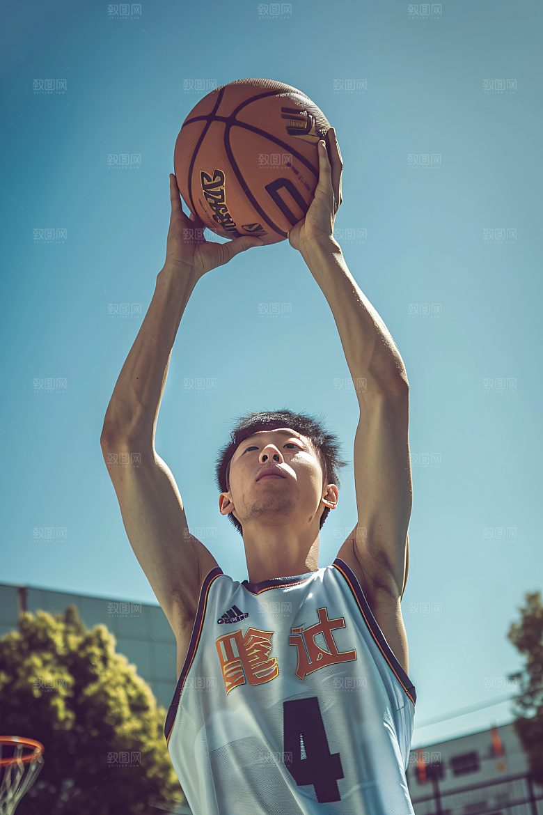 打篮球的人动感肖像摄影图