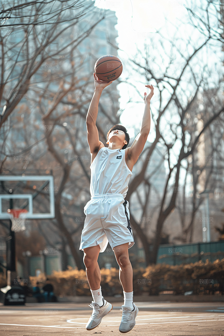 打篮球的人灌篮活力摄影图