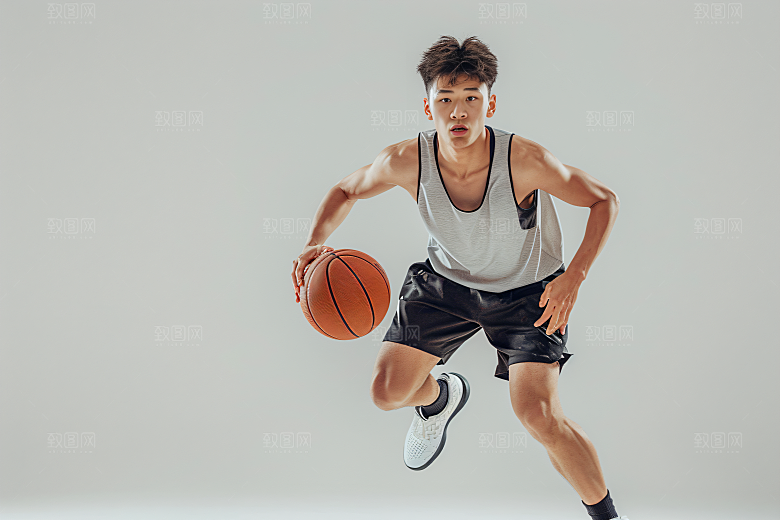 打篮球的人肖像高清摄影图