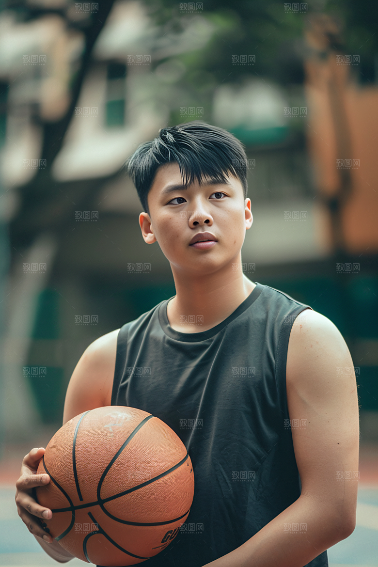 打篮球的人投篮肖像摄影图
