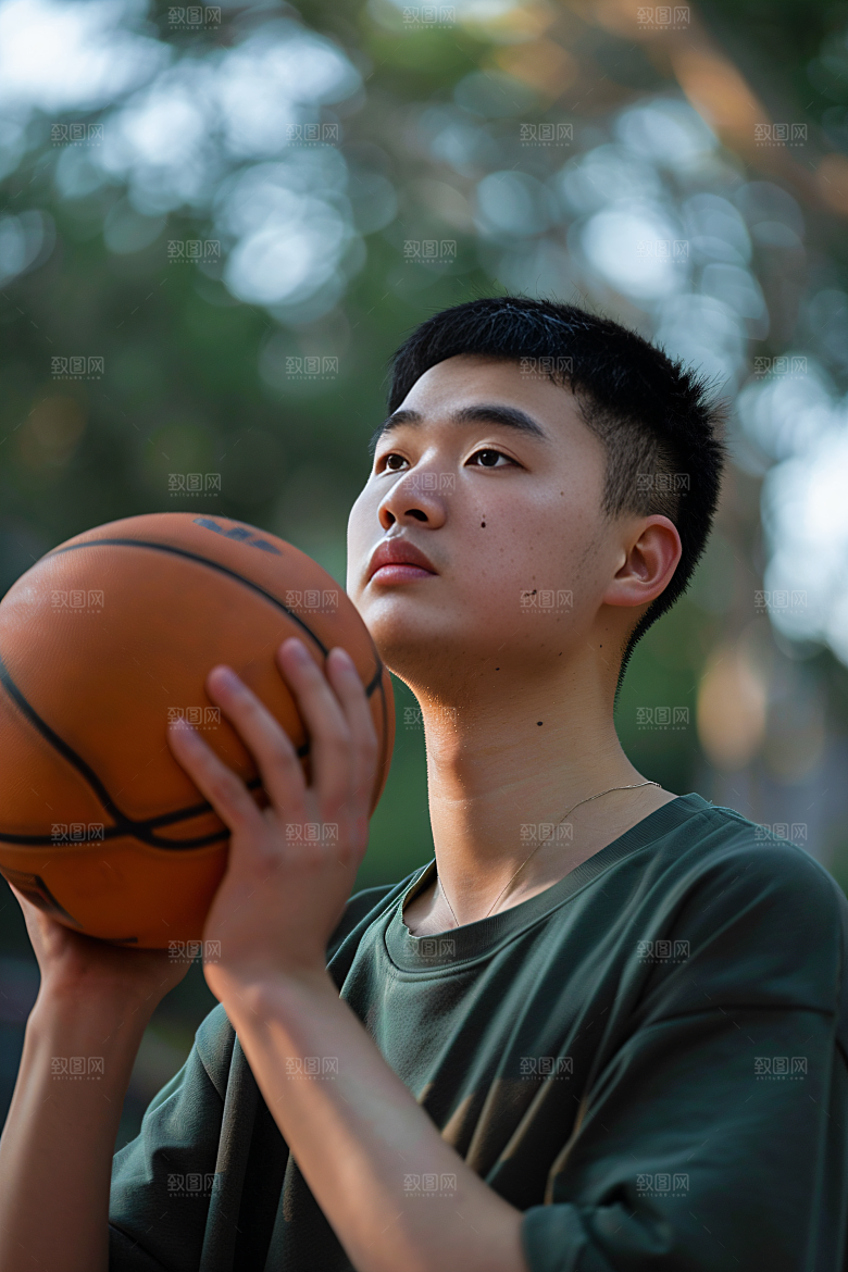打篮球的人扣篮肖像摄影图
