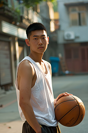 打篮球的人体育青年摄影图