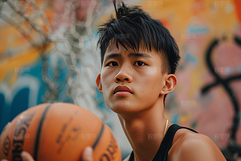 打篮球的人动感肖像摄影图