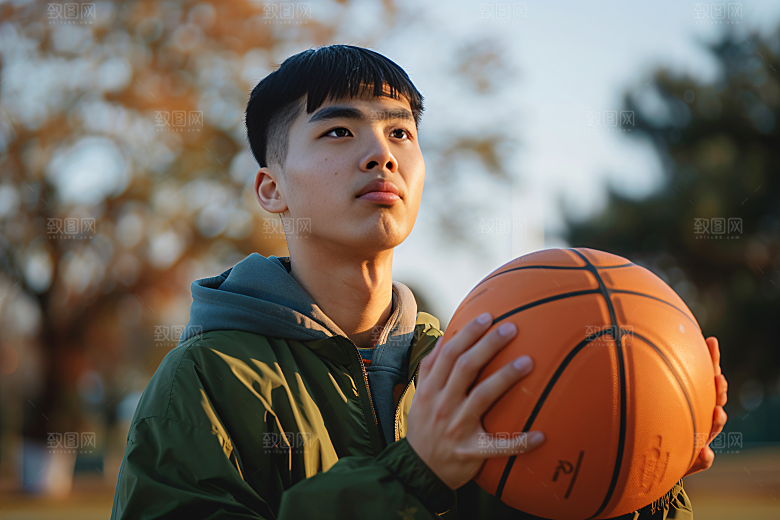 打篮球的人人物阳光摄影图