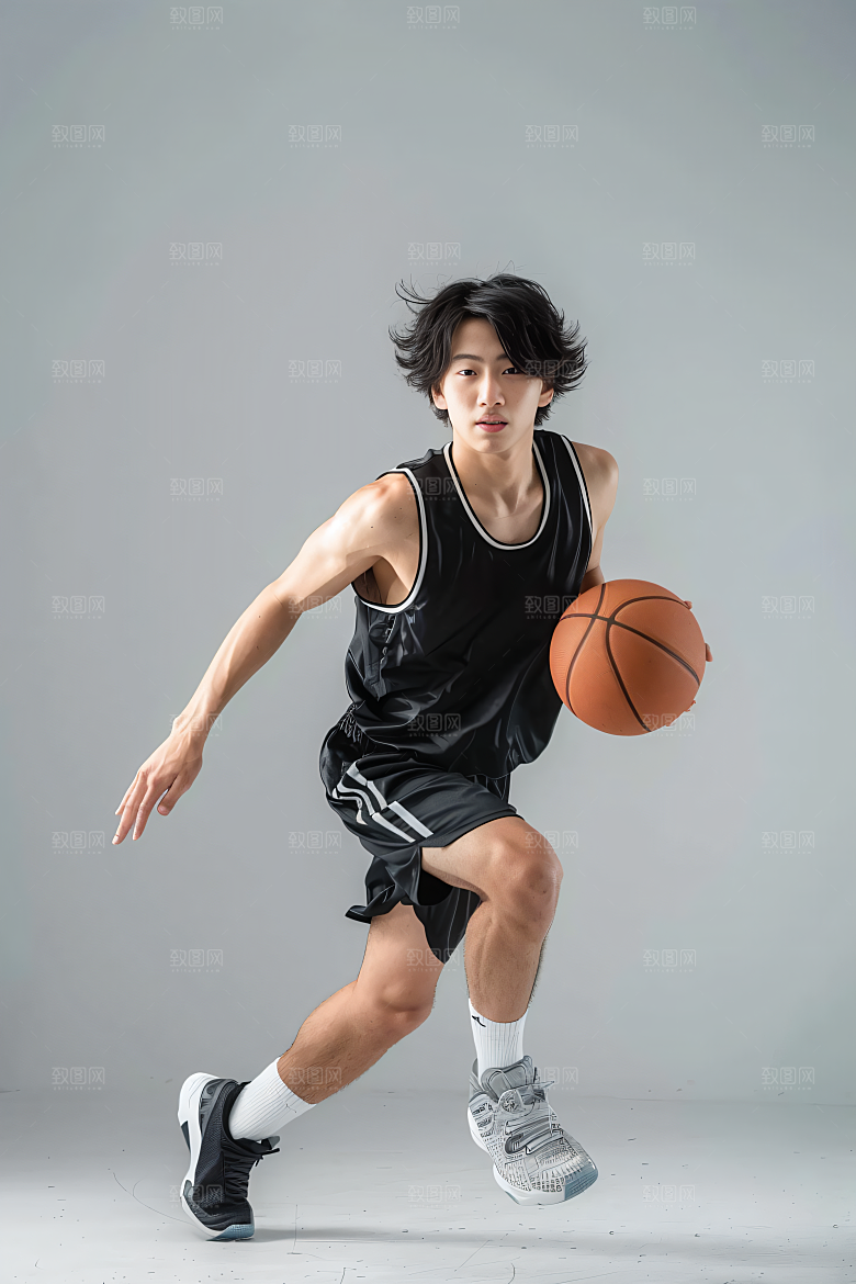 打篮球的人健康青年摄影图